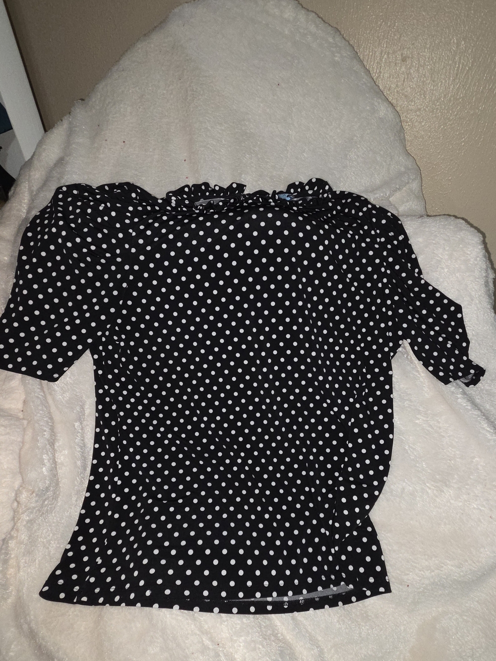 Black Polka Dot Women's Top